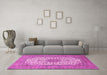 Machine Washable Medallion Pink Traditional Rug in a Living Room, wshtr1065pnk