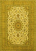 Machine Washable Medallion Yellow Traditional Rug, wshtr1065yw