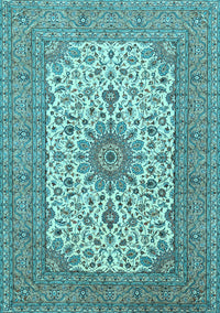 Medallion Light Blue Traditional Rug, tr1065lblu