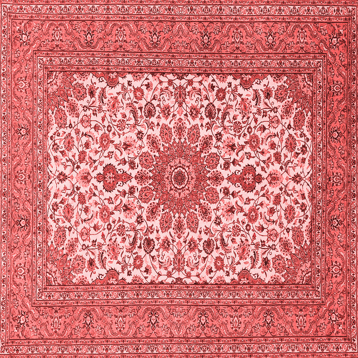Machine Washable Medallion Red Traditional Rug, wshtr1065red