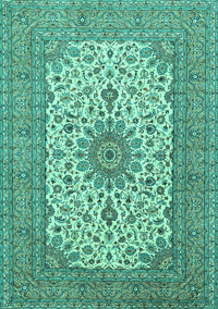 Medallion Turquoise Traditional Rug, tr1065turq