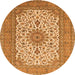 Square Medallion Orange Traditional Rug, tr1065org