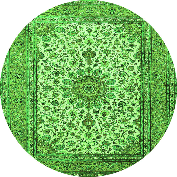 Square Medallion Green Traditional Rug, tr1065grn