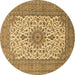 Round Machine Washable Medallion Brown Traditional Rug, wshtr1065brn