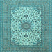 Square Medallion Light Blue Traditional Rug, tr1065lblu