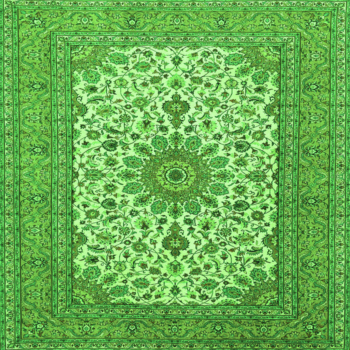 Round Machine Washable Medallion Green Traditional Area Rugs, wshtr1065grn