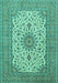 Machine Washable Medallion Turquoise Traditional Area Rugs, wshtr1065turq