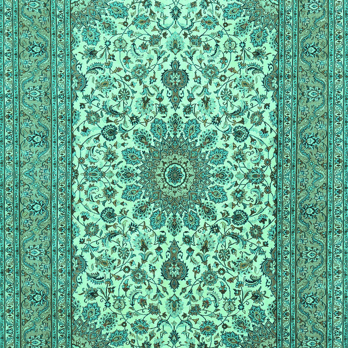 Machine Washable Medallion Turquoise Traditional Area Rugs, wshtr1065turq