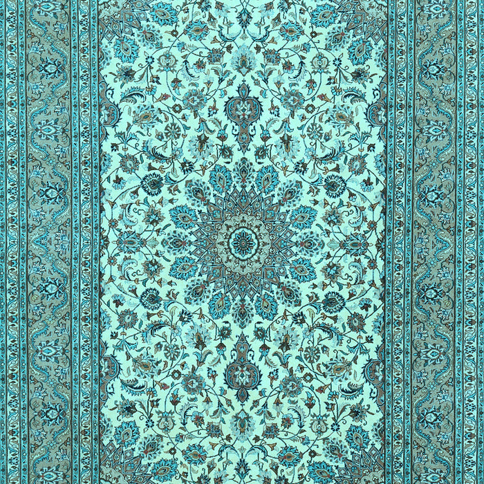 Machine Washable Medallion Light Blue Traditional Rug, wshtr1065lblu