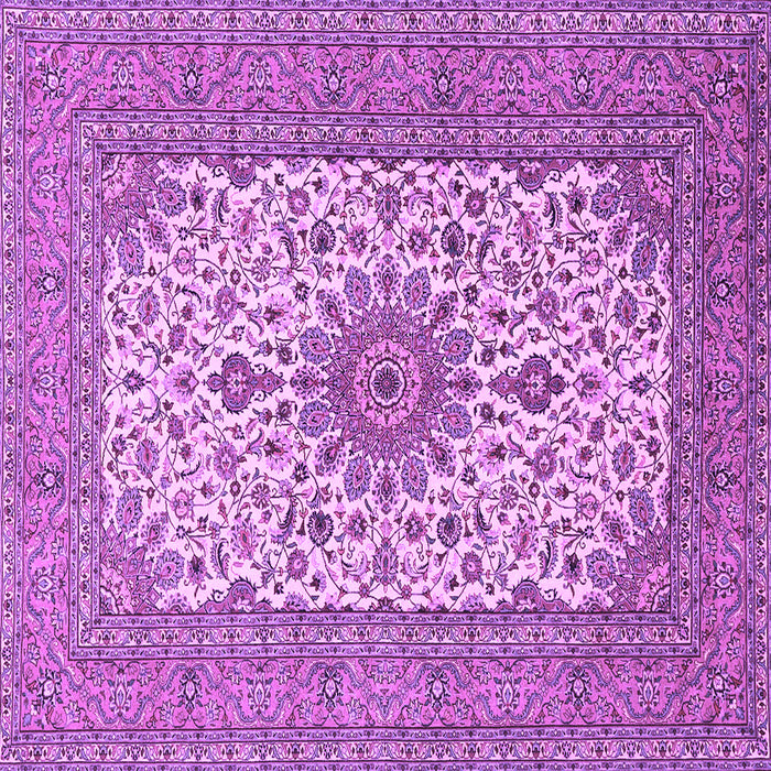 Square Machine Washable Medallion Purple Traditional Area Rugs, wshtr1065pur