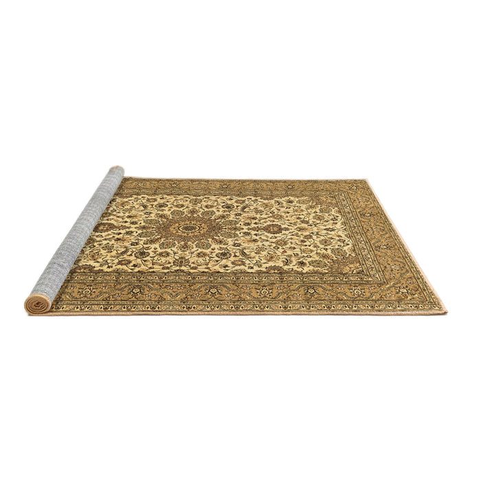 Sideview of Machine Washable Medallion Brown Traditional Rug, wshtr1065brn