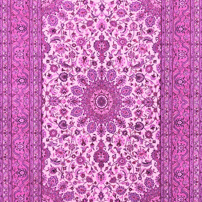 Machine Washable Medallion Pink Traditional Rug, wshtr1065pnk
