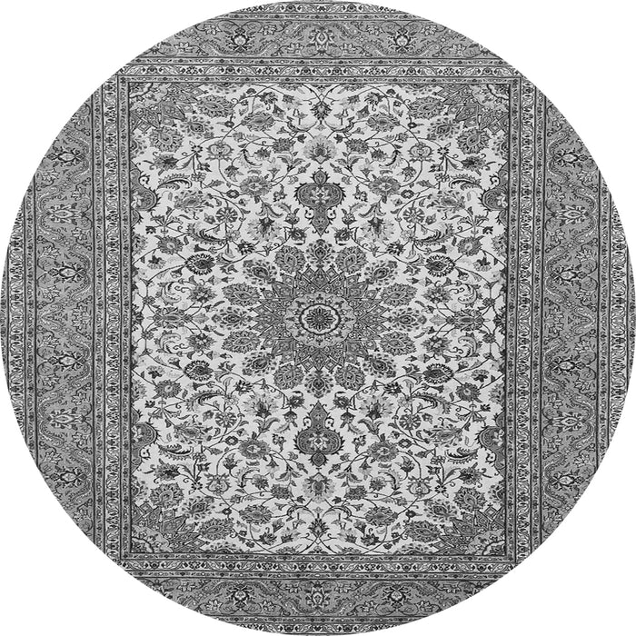 Machine Washable Medallion Gray Traditional Rug, wshtr1065gry