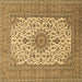 Square Machine Washable Medallion Brown Traditional Rug, wshtr1065brn