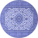 Round Medallion Blue Traditional Rug, tr1065blu