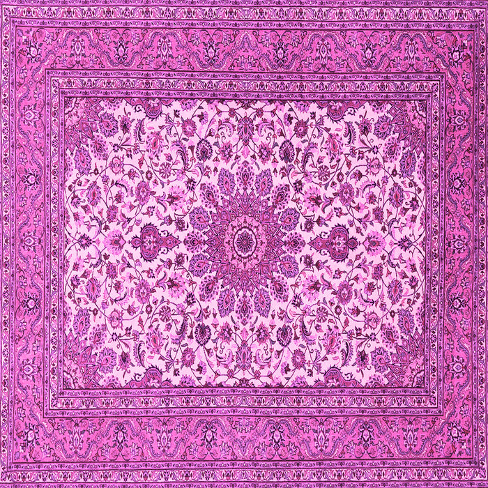 Square Machine Washable Medallion Pink Traditional Rug, wshtr1065pnk