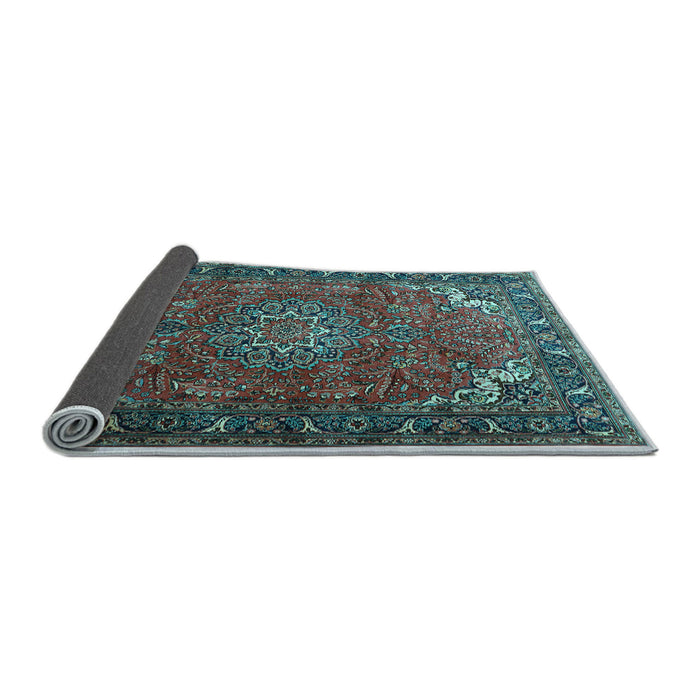 Sideview of Medallion Light Blue Traditional Rug, tr1066lblu