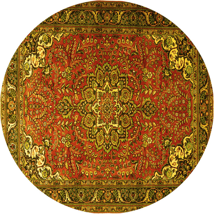 Round Medallion Yellow Traditional Rug, tr1066yw