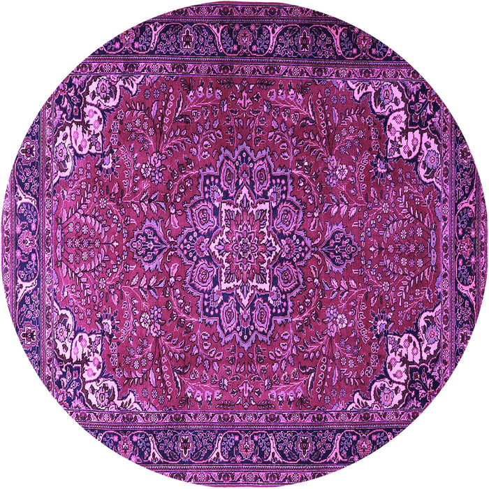 Round Medallion Purple Traditional Rug, tr1066pur