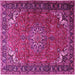 Square Machine Washable Medallion Pink Traditional Rug, wshtr1066pnk