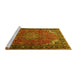 Sideview of Machine Washable Medallion Yellow Traditional Rug, wshtr1066yw