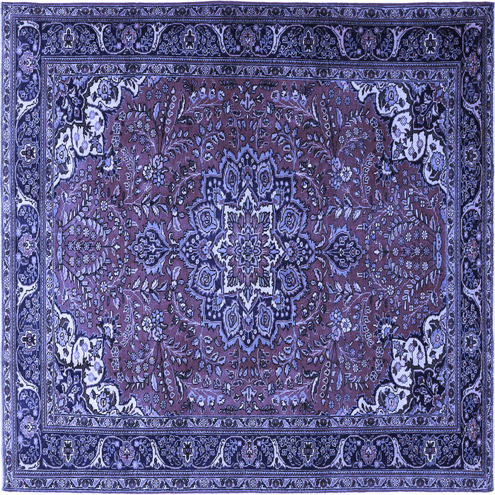 Square Medallion Blue Traditional Rug, tr1066blu