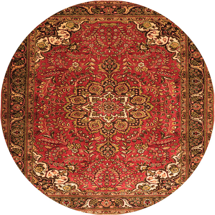 Machine Washable Medallion Orange Traditional Area Rugs, wshtr1066org