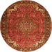 Machine Washable Medallion Orange Traditional Area Rugs, wshtr1066org