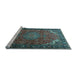 Sideview of Machine Washable Medallion Light Blue Traditional Rug, wshtr1066lblu