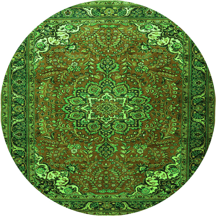 Machine Washable Medallion Green Traditional Area Rugs, wshtr1066grn