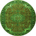 Machine Washable Medallion Green Traditional Area Rugs, wshtr1066grn