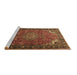 Sideview of Machine Washable Medallion Brown Traditional Rug, wshtr1066brn