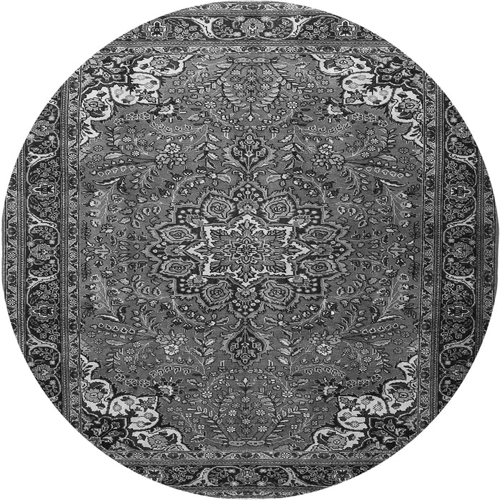 Machine Washable Medallion Gray Traditional Rug, wshtr1066gry