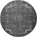 Machine Washable Medallion Gray Traditional Rug, wshtr1066gry