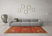 Machine Washable Medallion Orange Traditional Area Rugs in a Living Room, wshtr1066org