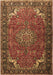 Machine Washable Medallion Brown Traditional Rug, wshtr1066brn