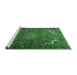 Sideview of Machine Washable Medallion Emerald Green Traditional Area Rugs, wshtr1066emgrn