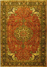 Medallion Yellow Traditional Rug, tr1066yw