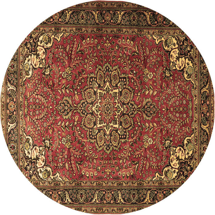 Round Medallion Brown Traditional Rug, tr1066brn