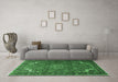 Machine Washable Medallion Emerald Green Traditional Area Rugs in a Living Room,, wshtr1066emgrn