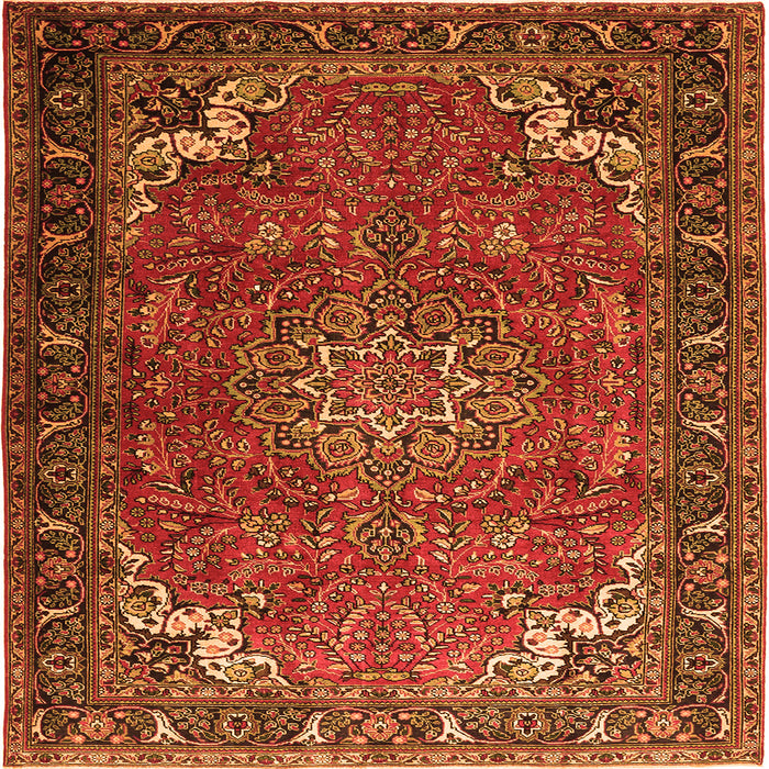 Serging Thickness of Medallion Orange Traditional Rug, tr1066org