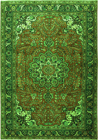 Medallion Green Traditional Rug, tr1066grn