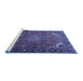 Sideview of Machine Washable Medallion Blue Traditional Rug, wshtr1066blu