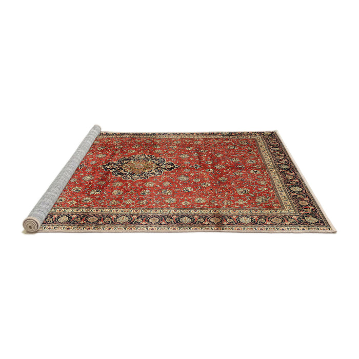 Sideview of Machine Washable Traditional Tomato Red Rug, wshtr1067