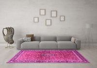 Machine Washable Persian Pink Traditional Rug, wshtr1067pnk