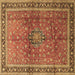 Square Persian Brown Traditional Rug, tr1067brn