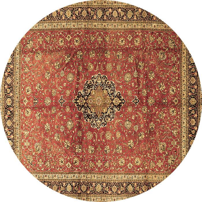 Round Persian Brown Traditional Rug, tr1067brn