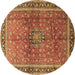 Round Persian Brown Traditional Rug, tr1067brn