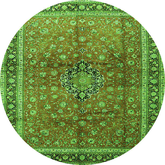 Square Persian Green Traditional Rug, tr1067grn