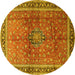 Round Persian Yellow Traditional Rug, tr1067yw